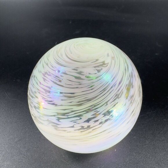 Vintage Venetian Glass Paperweight Figure Italian Glass Iridescent White Swirl - Picture 2 of 13